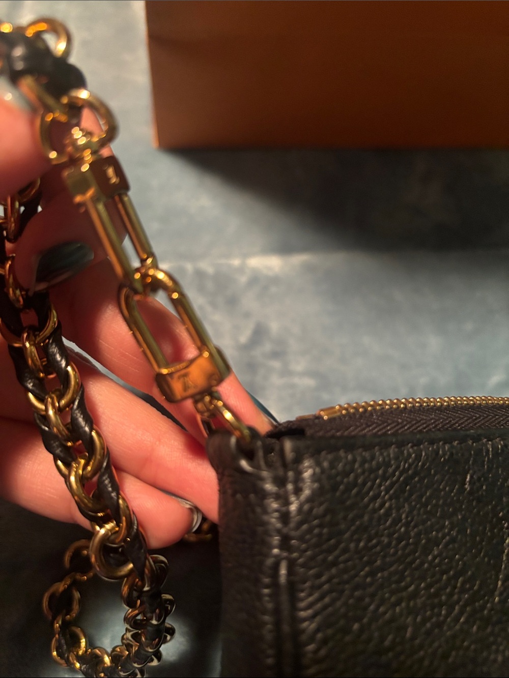 Louis Vuitton Black Pebbled Leather Chain Crossbody Bag - Picture 4 of 6